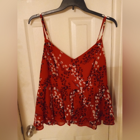 torrid Tops - Torrid Dark Pink Leopard Print SL Chffn Crop PPLM MNG Cami Top Size 2